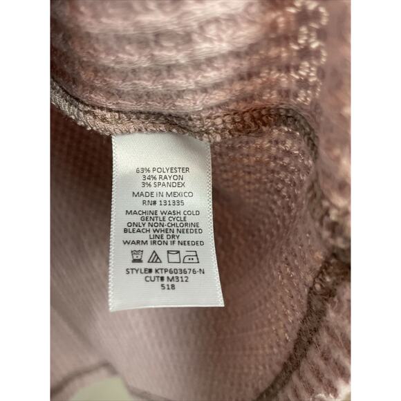 SOCIALITE Nordstrom Mauve Pink Waffle Weave Long Sleeve V Neck Top Blouse Small - Picture 5 of 6